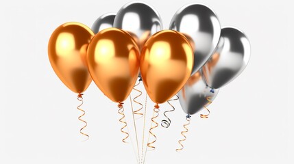 2024 happy new year Mylar helium balloons on transparent Ai Generative