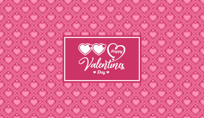 Happy Valentine's day background. Seamless vector pattern with pink hearts for wedding, valentine's day, birthday. Place for text. Horizontal, ornaments for banners, postcards, wallpaper