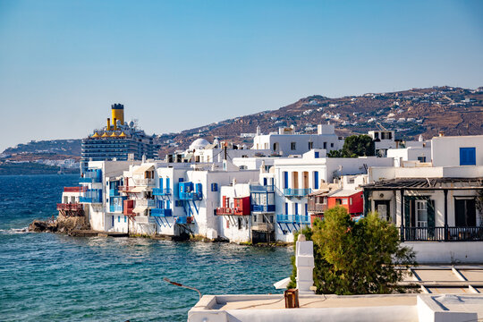 Little Venice neighborhood of Mykonos island, Greece