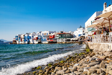 Little Venice neighborhood of Mykonos island, Greece