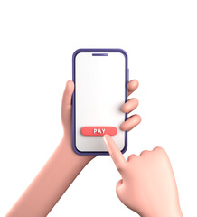 3d rendering of smartphone with hand, 3D pastel smaprtphone with ornaments business finance, icon set.