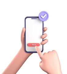 3d rendering of smartphone with hand, 3D pastel smaprtphone with ornaments business finance, icon set.