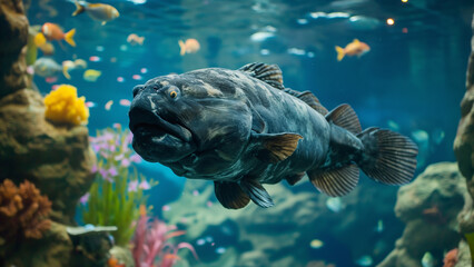 Naklejka na ściany i meble Coelacanth in a Majestic Aquarium