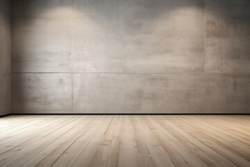 Empty room with concrete wall and wooden floor
