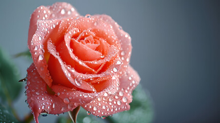 Vibrant red petals glisten with dew in a garden of floribunda roses, capturing the beauty and resilience of nature's delicate flowers in the midst of a gentle rain