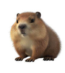 Groundhog, Cute Baby Groundhog: 3D Image for Groundhog Day Celebrations - PNG Clipart for Festive Designs, Decals, Stickers. 
