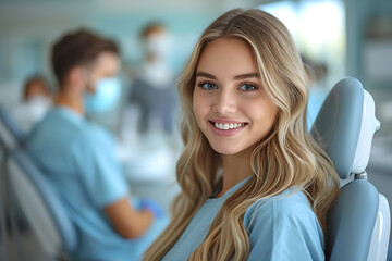 beautiful smile, and healthy teeth, different people at a dentist appointment, dental practice concept
 - obrazy, fototapety, plakaty