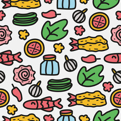Hand drawn food cartoon pattern illustration vector design