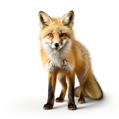 Fototapeta premium Red fox standing isolated on a white background.