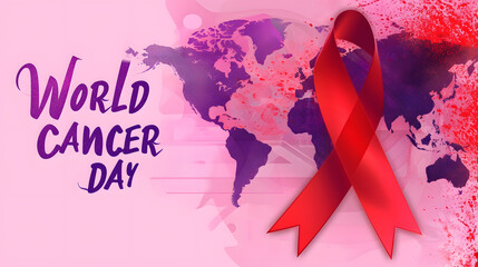 Illustration for World Cancer Day. The design symbolizes global awareness and support in the fight against cancer