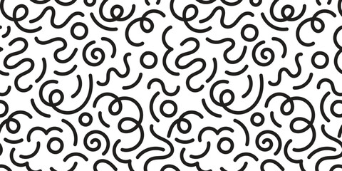 Creative abstract squiggle style drawing background for children or trendy design with basic shapes on white background