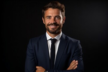 Confident Businessman in Suit Smiling