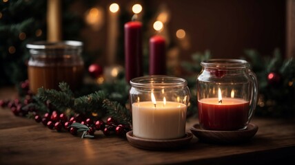 christmas candles in a glass