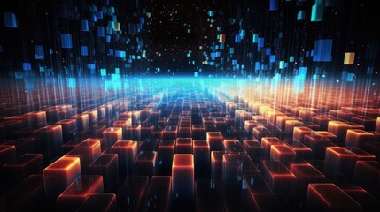 Obraz premium Processing of Data and Information in Spacetime IT Background