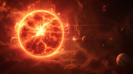 Obraz premium the sun in space with a black background