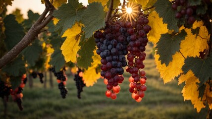 red grapes in vineyard