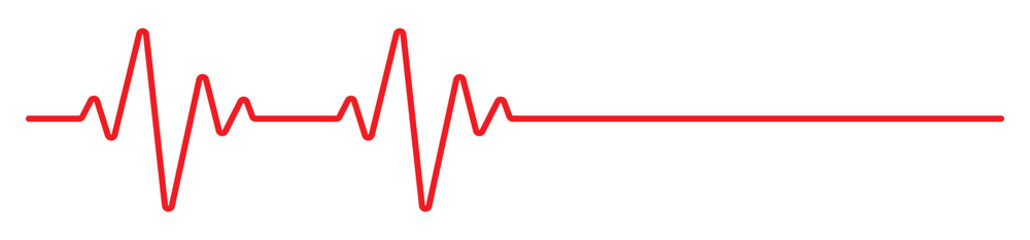 Red heartbeat line icon. Pulse trace, ECG or EKG Cardio graph symbol for Health, Medical cardiology analysis. Stroke heart diagram, cardiogram. Vector - obrazy, fototapety, plakaty