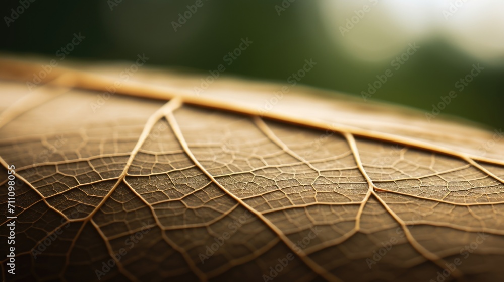 Poster the intricate patterns and texture of a leaf, a reminder to pay attention to the small details and b