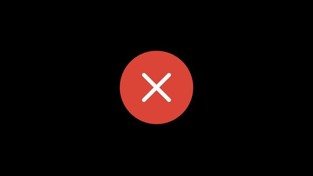Red Crossmark Cancel Animation with Transparent background
