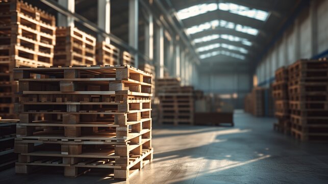 Selective Focus Stack Of Wooden Pallet And Defocus Of An Abandoned Warehouse.