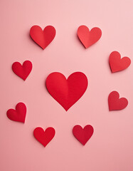 pink background with hearts. love, relationship, art, painting, Valentine's Day Concept