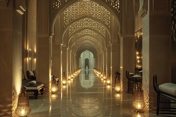 Luminous Haven: Low-Light Islamic Space with Delicate Illumination, Bringing Intricate Details of Islamic Architecture to Life