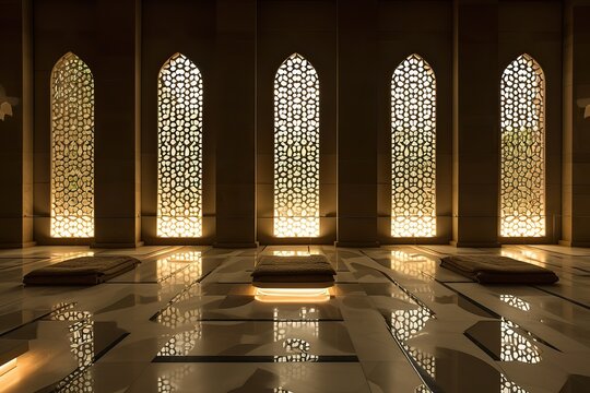 Crafted Radiance: Low-Light Islamic Interior with Carefully Crafted Lighting Enhancing the Presence of Islamic Motifs
