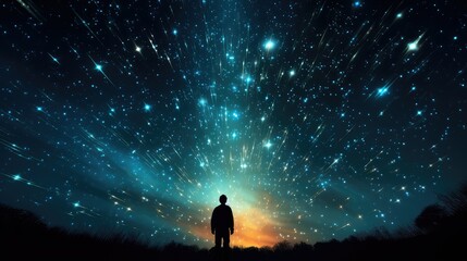 Obraz na płótnie Canvas sky falling stars background illustration celestial meteor, wish cosmic, universe astronomy sky falling stars background