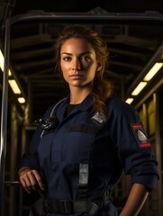 Fototapeta premium Committed Female Paramedic, AI Generated