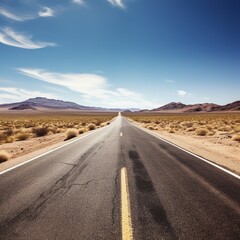 Fototapeta na wymiar Long and winding road through the desert