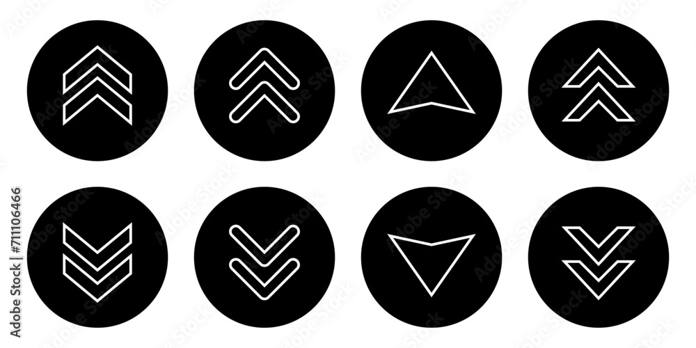 Poster swipe up and down icon vector on black circle