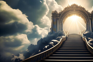 Stairs to Heaven's Gate: The Mysterious Path in Pictures generative ai
 - obrazy, fototapety, plakaty