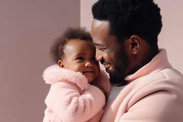 Happy black father bonding with his baby