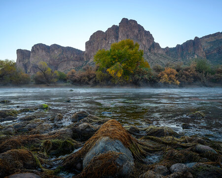 Landscape photograph of Water Users Recreation site at the Salt River in the Tonto National Forest, Arizona.