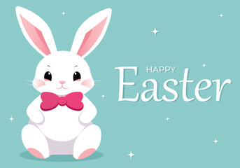 easter bunny with easter eggs. easter greeting card with bunny. Happy Easter. Cute rabbit for Easter. Bunny ears and Easter eggs. Vector illustration. Greeting card. Bunny in the egg	