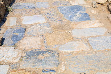 Road of the ancient city of Ephesus. Background with selective focus and copy space