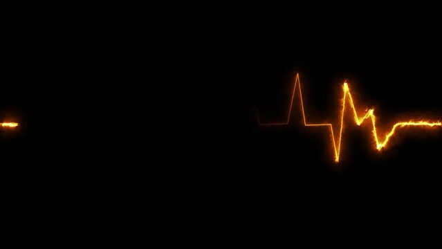 Abstract neon light fast heartbeat and pulse rate signal icon animation background   