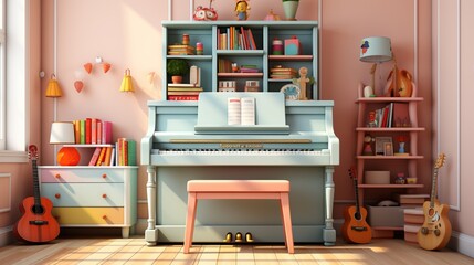 A colorful and inviting music room