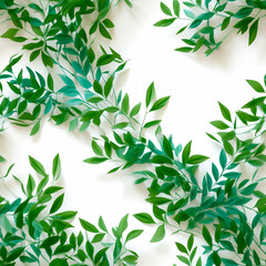 textura hojas verdes de arbol y zarza generado por ia con fondo blanco