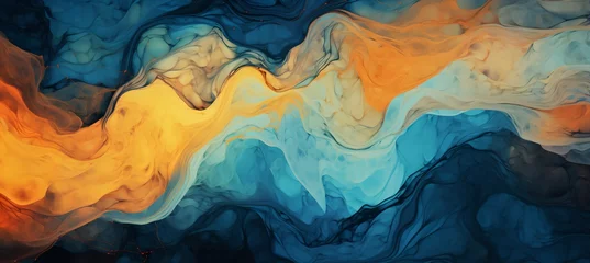 Foto auf Acrylglas Blue and orange abstract painting © duyina1990