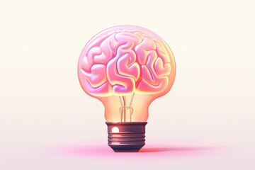 Brain Flashes luminous Brain Bulb. Light bulb brain energy, creativity, innovation, insightful ideas.Realms of imagination, eureka moments, inventions, intelligence, brilliance, epiphanies depicted