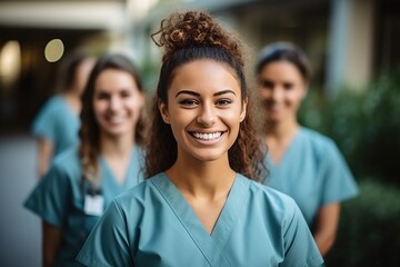 Fototapeta premium A group of diverse female healthcare professionals smiling,