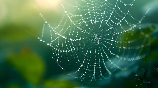 Intricate ballet of gossamer threads in a spiderweb, background image, AI generated
