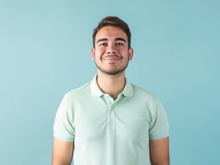 Obraz premium Approachable Young Man in Light Green Polo. Generative AI.