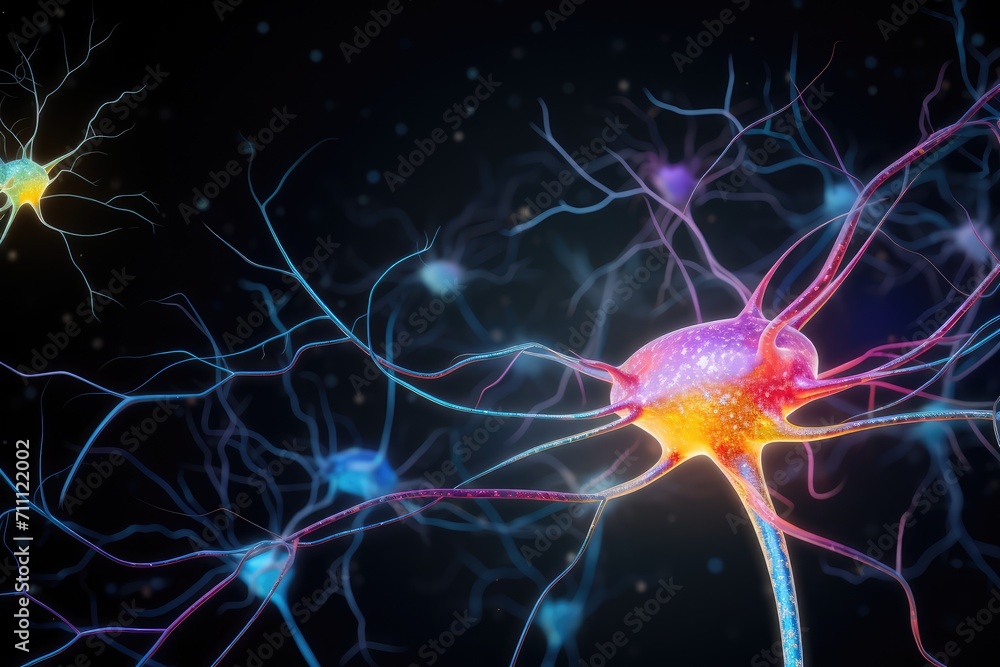 Poster neural processes, brain synapses neurotransmitters. excitatory inhibitory signals, action potentials