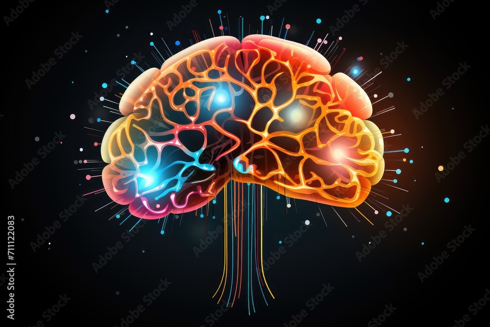 Poster neural processes, brain synapses neurotransmitters. excitatory inhibitory signals, action potentials
