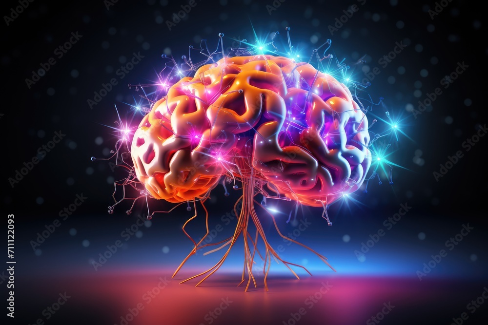Poster neural processes, brain synapses neurotransmitters. excitatory inhibitory signals, action potentials