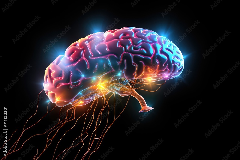 Poster neural processes, brain synapses neurotransmitters. excitatory inhibitory signals, action potentials