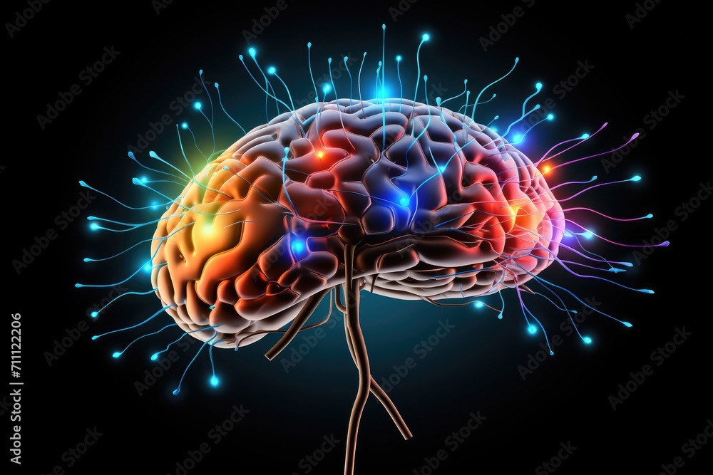 Poster neural processes, brain synapses neurotransmitters. excitatory inhibitory signals, action potentials