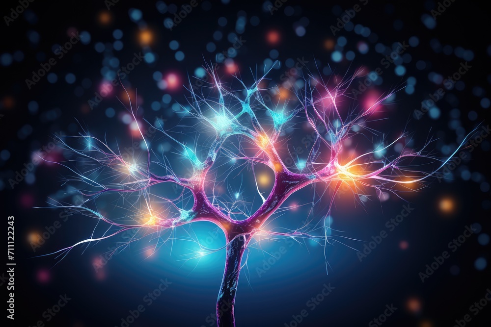 Poster neural processes, brain synapses neurotransmitters. excitatory inhibitory signals, action potentials